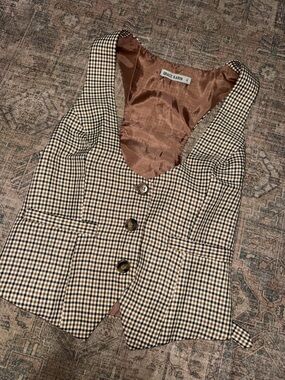 Brown and Cream Gingham vest